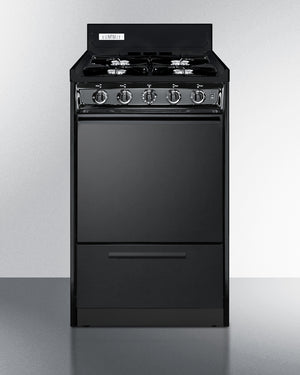 Summit 20" Wide Gas Range, Open Burners