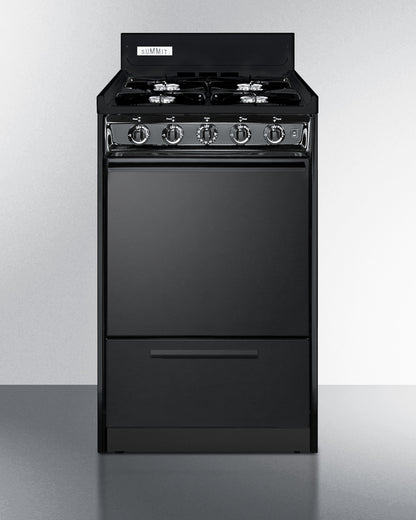 Summit 20" Wide Gas Range, Open Burners