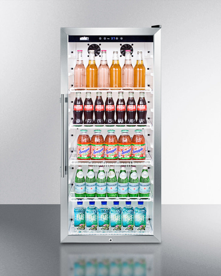 Summit 22" Wide Glass Door Beverage Center with Stainless Steel Cabinet
