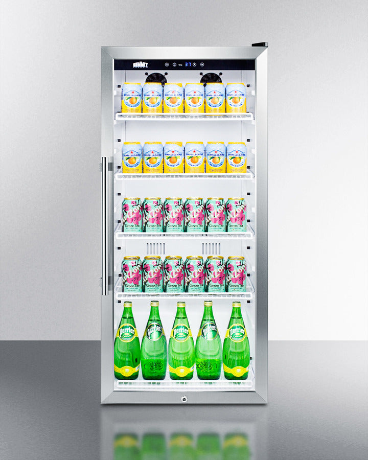 Summit 22" Wide Glass Door Beverage Center with Stainless Steel Cabinet
