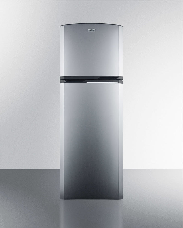 Summit 22" Wide Top Mount Refrigerator-Freezer with Platinum Cabinet and Stainless Steel Doors 