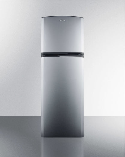 Summit 22" Wide Top Mount Refrigerator-Freezer with Platinum Cabinet and Stainless Steel Doors 