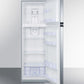 Summit 22" Wide Top Mount Refrigerator-Freezer with Platinum Cabinet and Stainless Steel Doors 