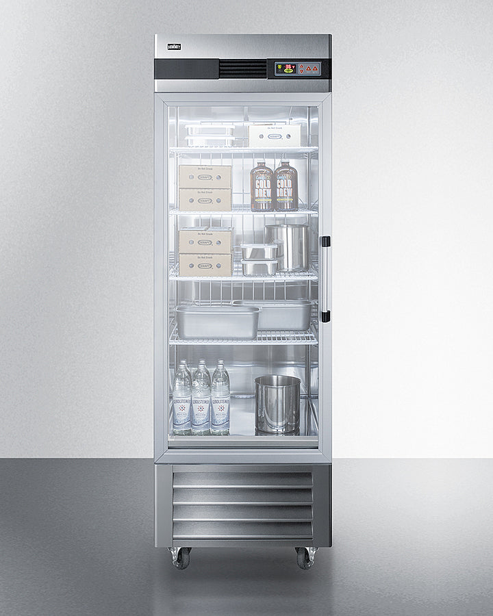 Summit 23 Cu.Ft. Glass Door Reach-In Refrigerator with Left Hand Door