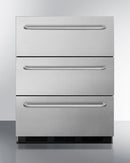 Summit 24" Wide 3-Drawer All-Refrigerator with Towel Bar Handle