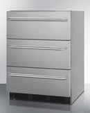 Summit 24" Wide 3-Drawer All-Refrigerator with Towel Bar Handle