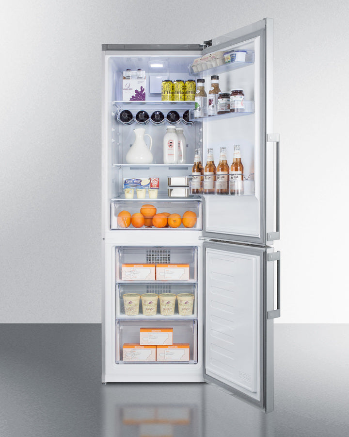 Summit 24" Wide Bottom Freezer Refrigerator in Stainless Steel with Digital Controls