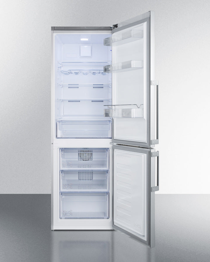 Summit 24" Wide Bottom Freezer Refrigerator in Stainless Steel with Digital Controls