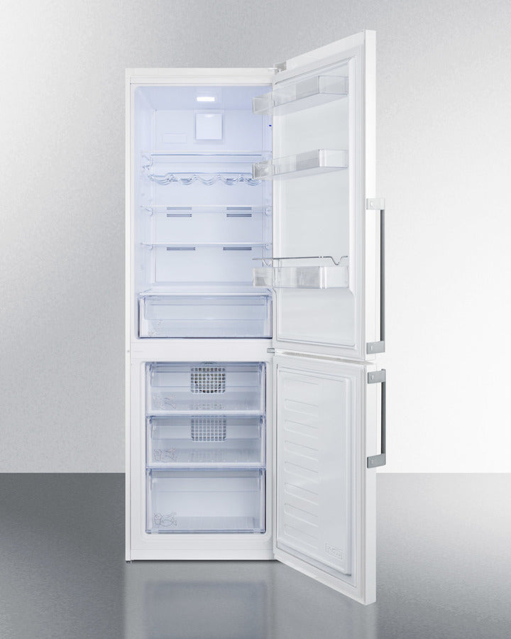 Summit 24" Wide Bottom Freezer Refrigerator in White with Digital Controls