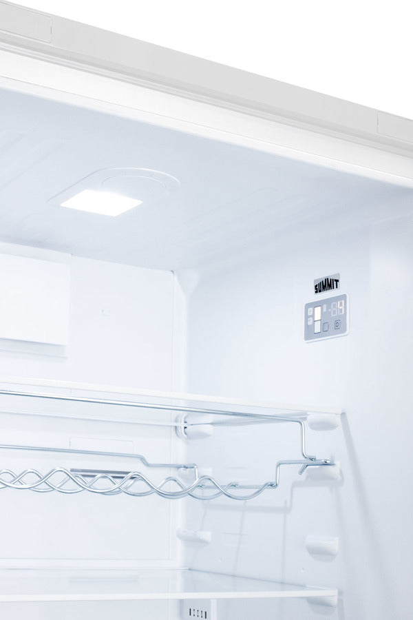 Summit 24" Wide Bottom Freezer Refrigerator in White with Digital Controls