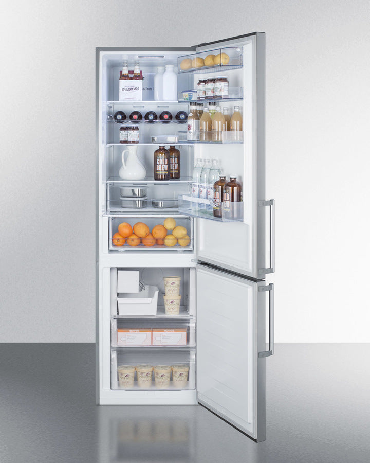 Summit 24" Wide Bottom Freezer Refrigerator With Icemaker