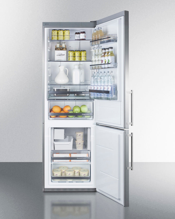 Summit 24" Wide Bottom Freezer Refrigerator With Icemaker