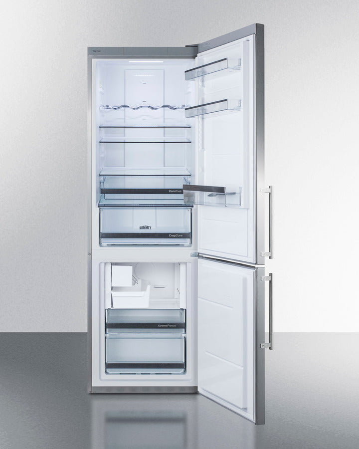 Summit 24" Wide Bottom Freezer Refrigerator With Icemaker