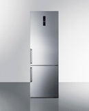 Summit 24" Wide Bottom Freezer Refrigerator with Stainless Steel Doors and Platinum Cabinet