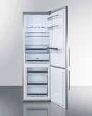 Summit 24" Wide Bottom Freezer Refrigerator with Stainless Steel Doors and Platinum Cabinet