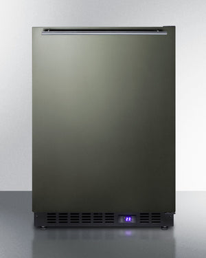 Summit 24" Wide Built-In All-Freezer with Horizontal Handle and Icemaker in Black Stainless Steel