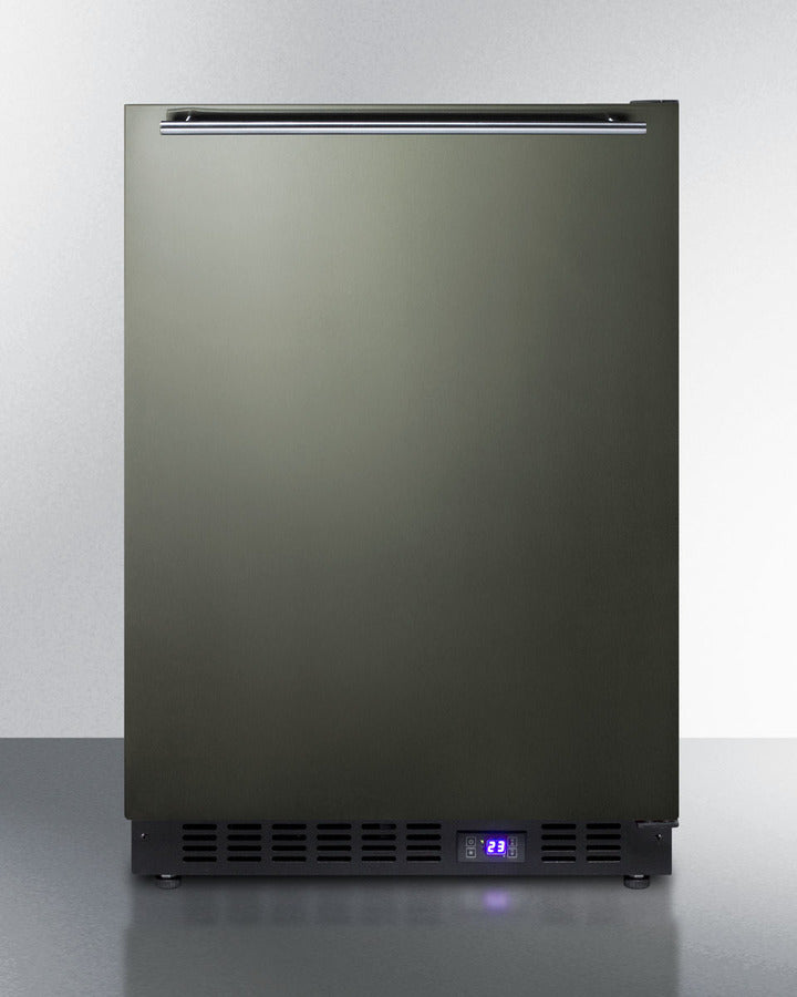 Summit 24" Wide Built-In All-Freezer with Horizontal Handle and Icemaker in Black Stainless Steel