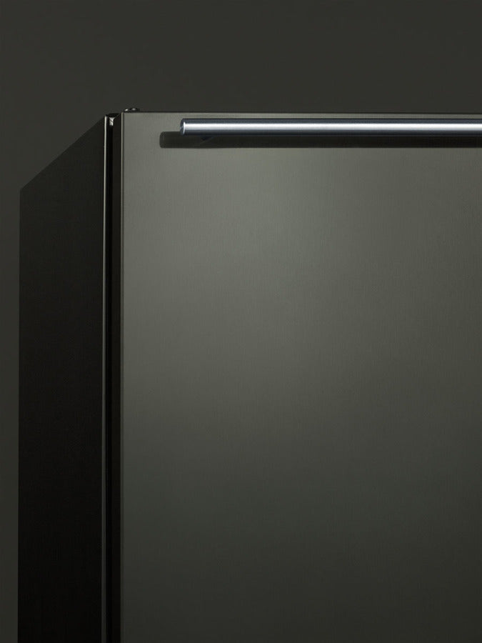 Summit 24" Wide Built-In All-Freezer with Horizontal Handle and Icemaker in Black Stainless Steel