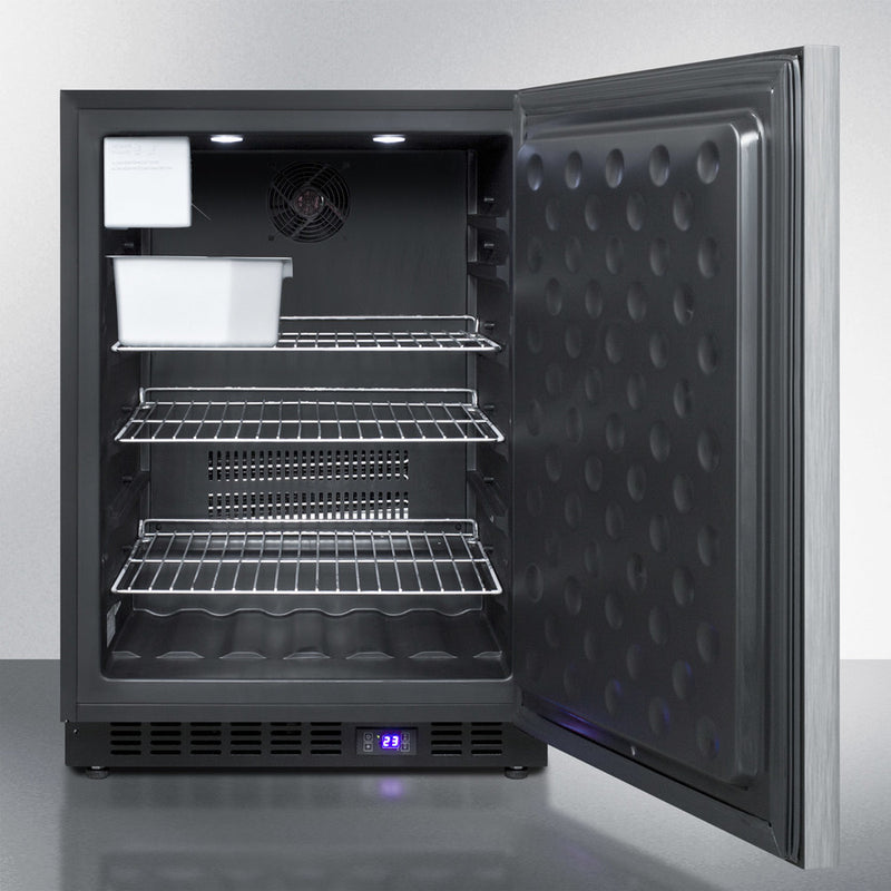 Summit 24" Wide Built-In All-Freezer with Horizontal Handle and Icemaker