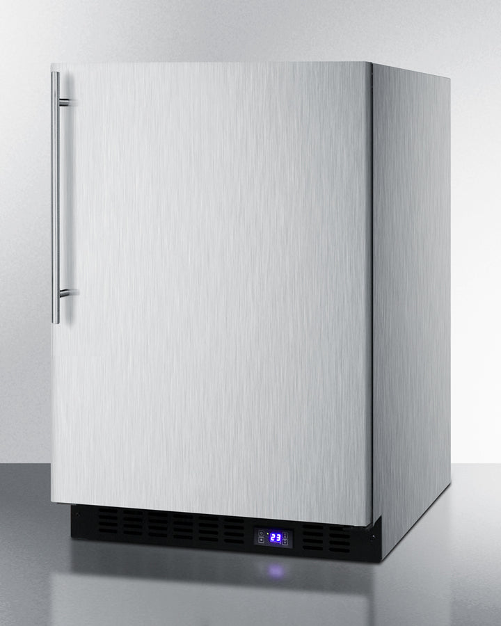 Summit 24" Wide Built-In All-Freezer with Thin Handle and Icemaker in Stainless Steel