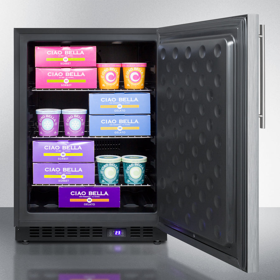 Summit 24" Wide Built-In All-Freezer with Thin Handle in Stainless Steel