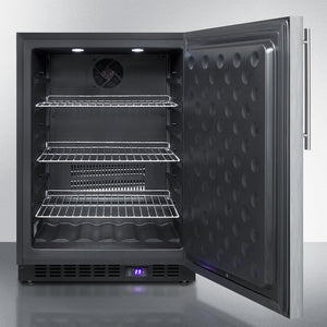 Summit 24" Wide Built-In All-Freezer with Thin Handle in Stainless Steel