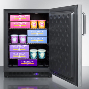 Summit 24" Wide Built-In All-Freezer with Towel Bar Handle in Stainless Steel