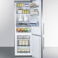 Summit 24" Wide Built-In Bottom Freezer Refrigerator with Stainless Steel Doors and Platinum Cabinet