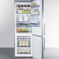 Summit 24" Wide Built-In Bottom Freezer Refrigerator with Stainless Steel Doors and Platinum Cabinet