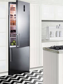 Summit 24" Wide Built-In Bottom Freezer Refrigerator with Stainless Steel Doors and Platinum Cabinet