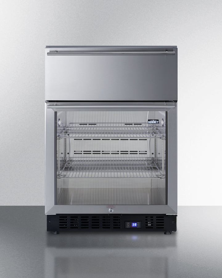Summit 24" Wide Built-In Commercial Beverage Refrigerator With Top Drawer in Stainless Steel