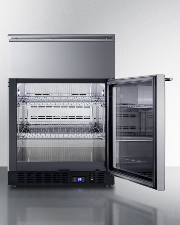 Summit 24" Wide Built-In Commercial Beverage Refrigerator With Top Drawer in Stainless Steel