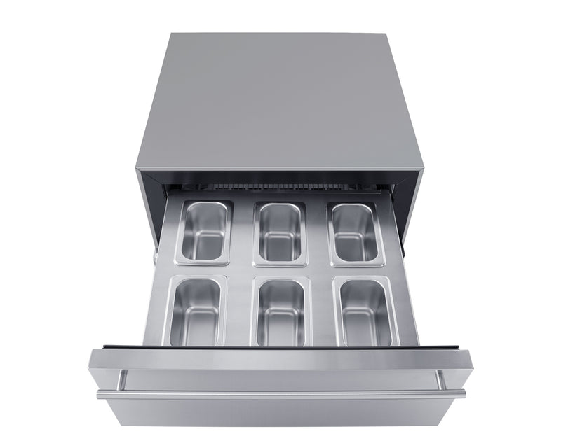 Summit 24" Wide Built-In Commercial Beverage Refrigerator With Top Drawer in Stainless Steel