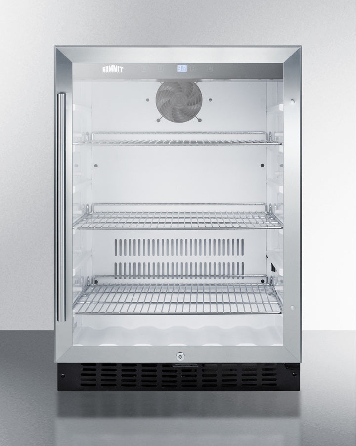 Summit 24" Wide Built-In Glass Door Beverage Center with Black Cabinet