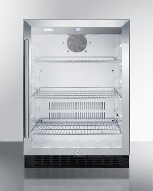 Summit 24" Wide Built-In Glass Door Beverage Center with Black Cabinet