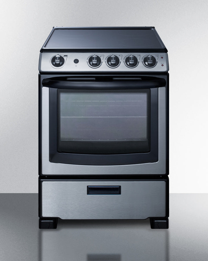 Summit 24" Wide Electric Smooth-Top Range in Stainless Steel