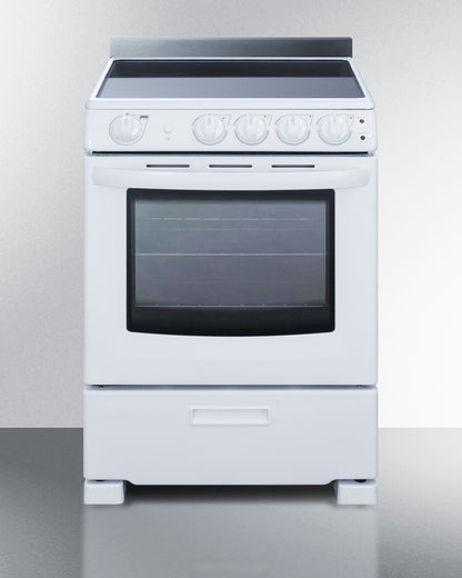 Summit 24" Wide Electric Smooth-Top Range in White