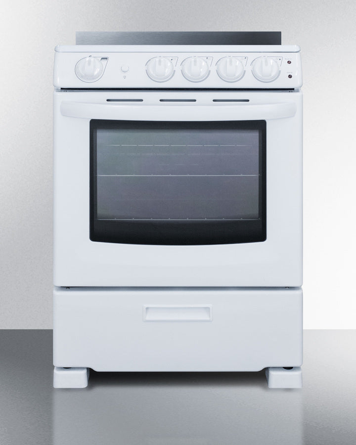 Summit 24" Wide Electric Smooth-Top Range in White