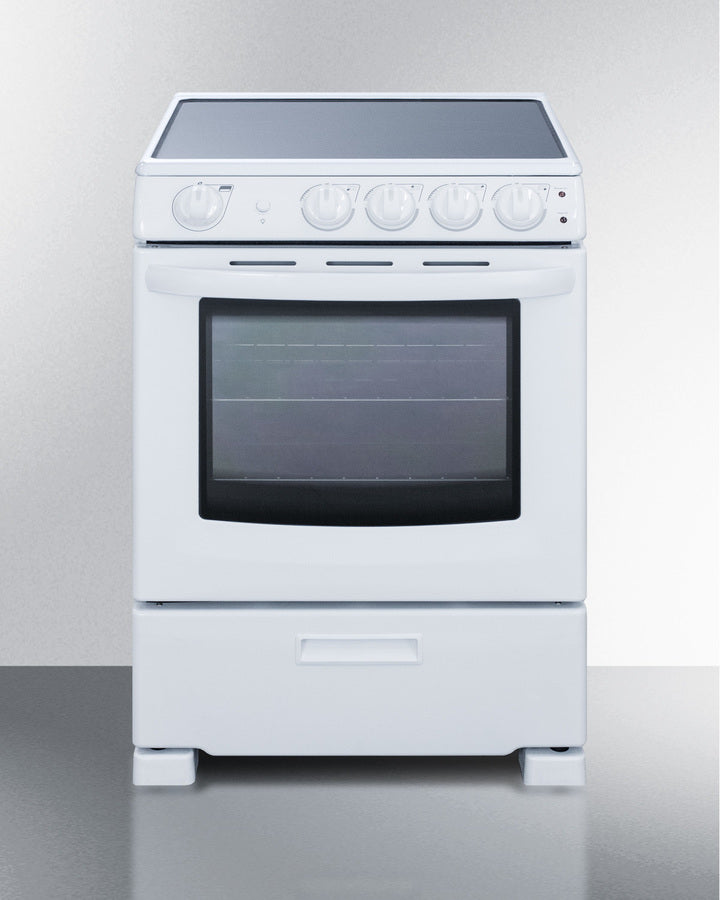 Summit 24" Wide Electric Smooth-Top Range in White