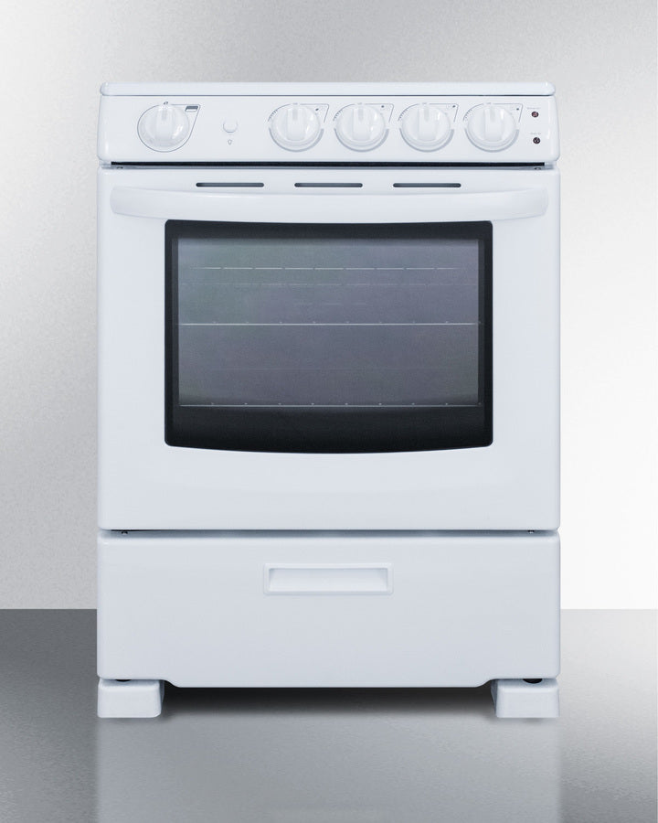 Summit 24" Wide Electric Smooth-Top Range in White