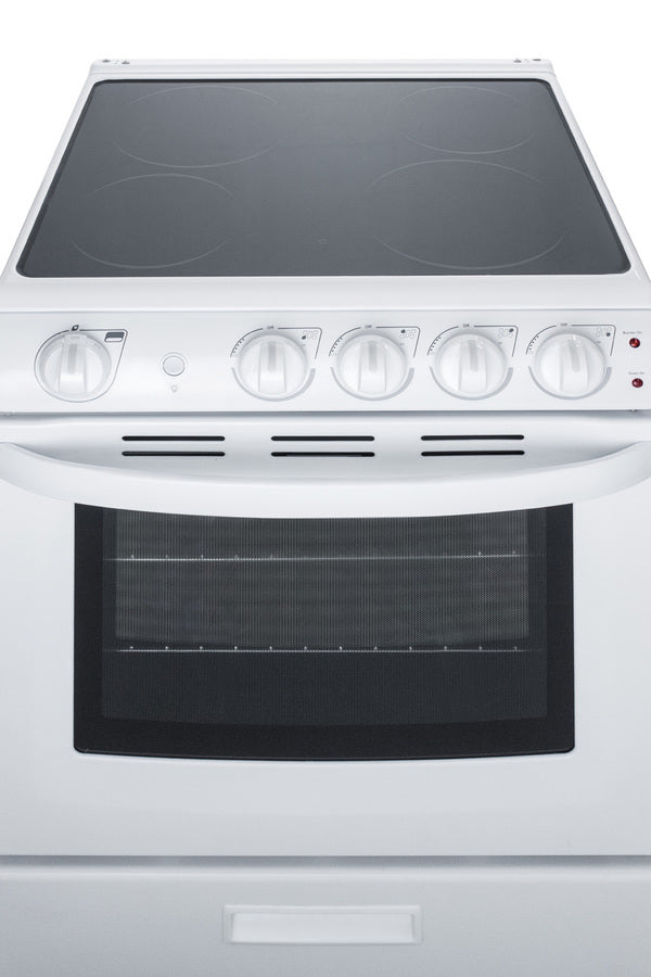 Summit 24" Wide Electric Smooth-Top Range in White