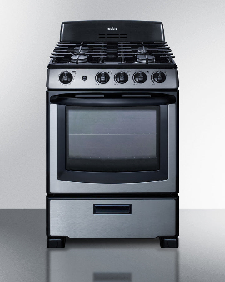 Summit 24" Wide Gas Range in Stainless Steel with Electronic Ignition