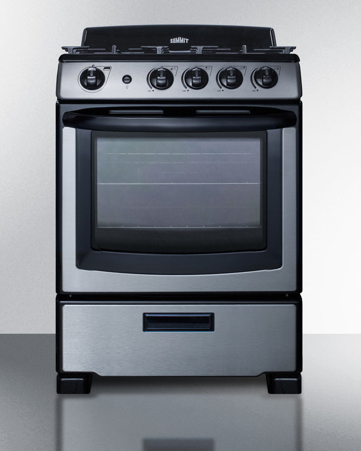 Summit 24" Wide Gas Range in Stainless Steel with Electronic Ignition