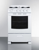 Summit 24" Wide Gas Range in White with Sealed Burners and Oven Window