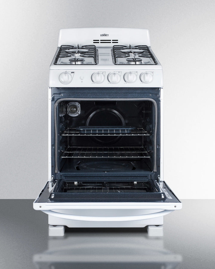 Summit 24" Wide Gas Range in White with Sealed Burners and Oven Window