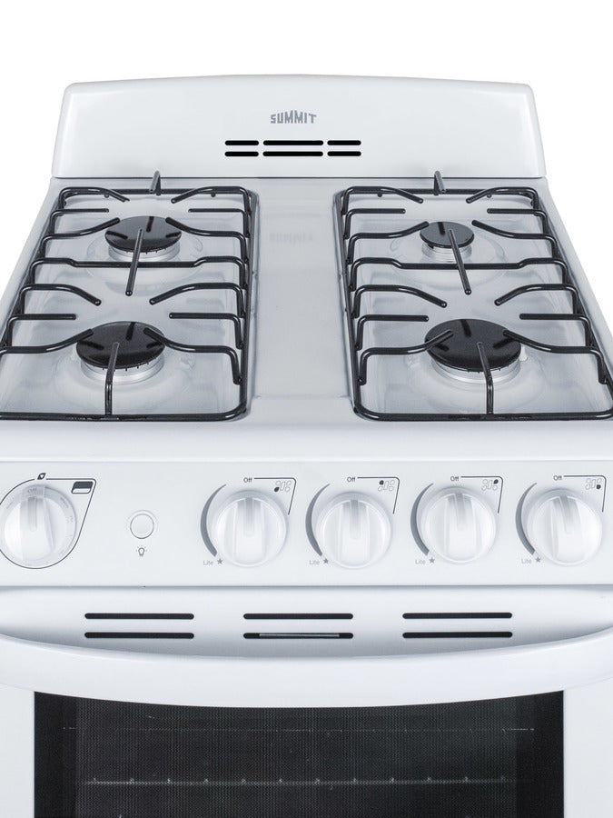 Summit 24" Wide Gas Range in White with Sealed Burners and Oven Window