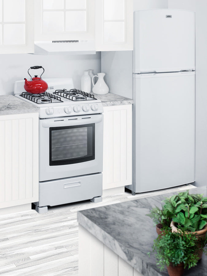 Summit 24" Wide Gas Range in White with Sealed Burners and Oven Window