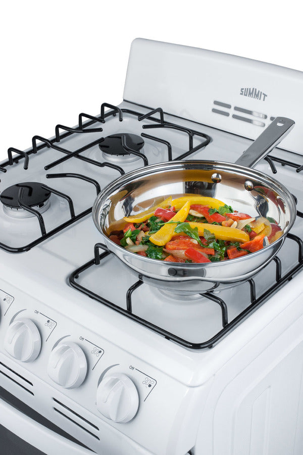 Summit 24" Wide Gas Range in White with Sealed Burners and Oven Window