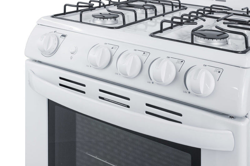 Summit 24" Wide Gas Range in White with Sealed Burners and Oven Window