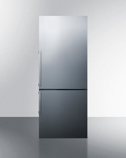 Summit 28" Wide Bottom Freezer Refrigerator in Stainless Steel with Digital Controls